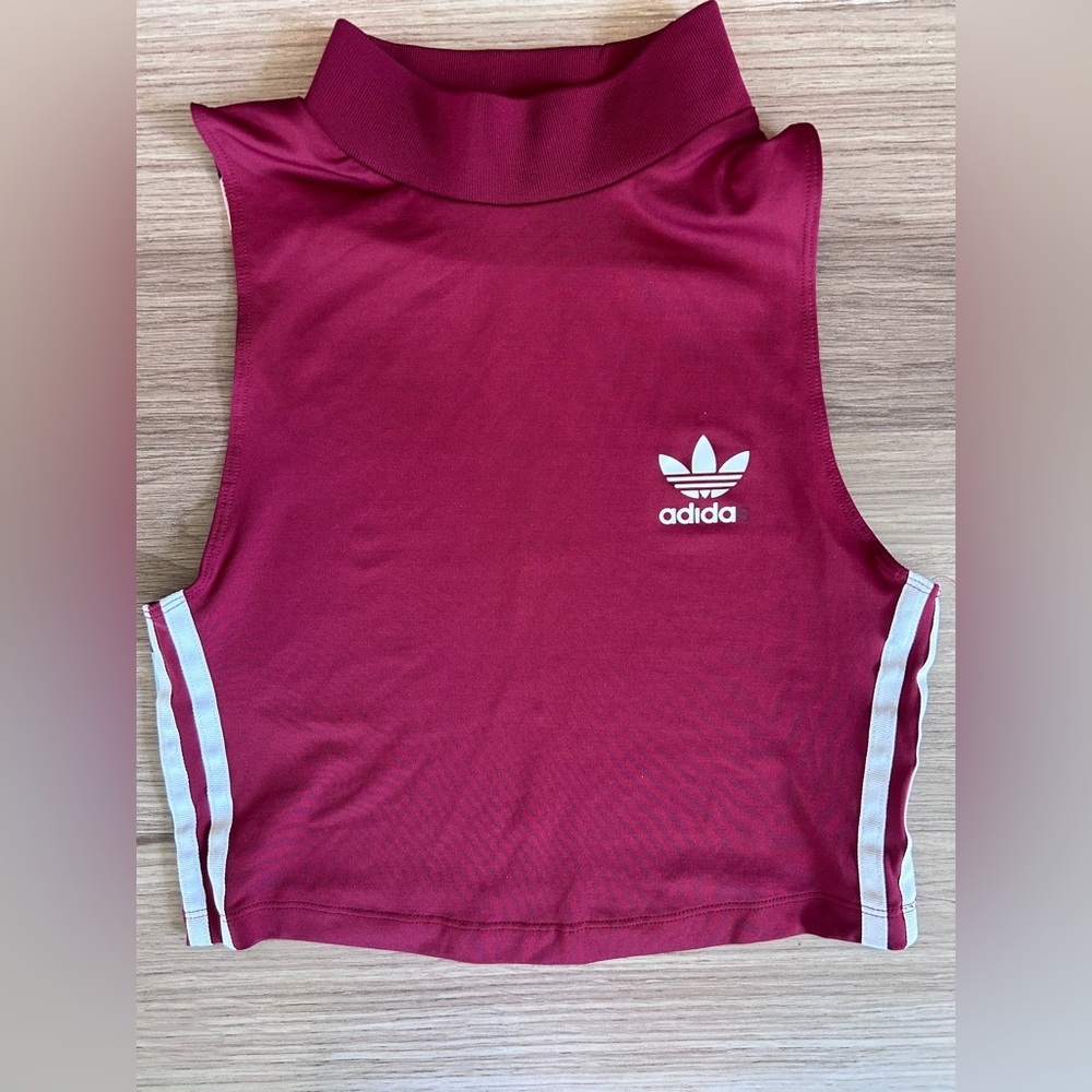 adidas X Rita Ora Collegiate Burgundy Cropped Tank  Retro Paint By Numbers